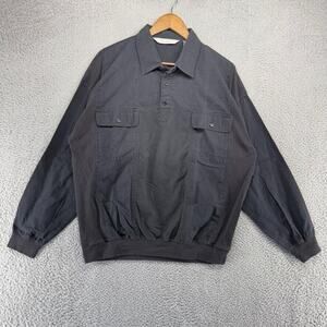 Vintage Sweater Polo Shirt Men's XL Black Popover Mob Collared Grunge Cyber 90s
